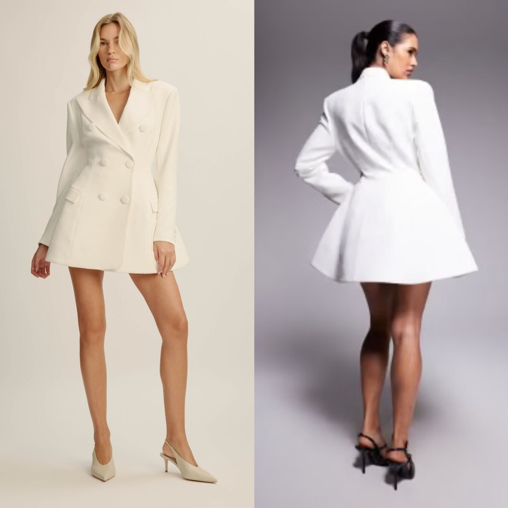 Bardot Janna Hourglass Double Breasted Blazer Mini Dress in White Size 4